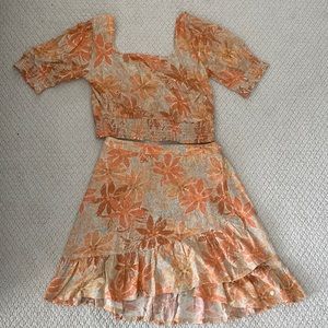 Roxy Matching Floral Top and Skirt Set
